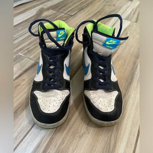 Nike Dunk High Premium white blue glow sneakers high tops Men’s size 12 WORN - Picture 2 of 11